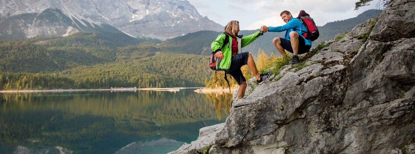 Couple hiking in mountains